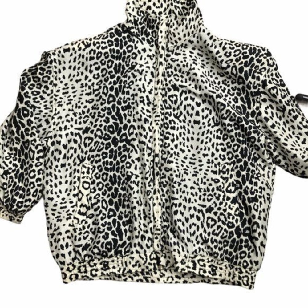 𝅺August Max Leopard Print Silk Bomber Jacket Coat